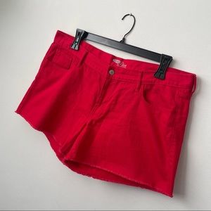 NWOT Old Navy Bright Neon Red Cutoff Raw Hem Denim Shorts